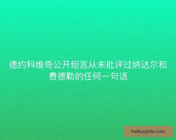 德约科维奇公开坦言从未批评过纳达尔和费德勒的任何一句话