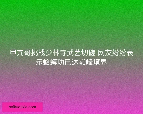 甲亢哥挑战少林寺武艺切磋 网友纷纷表示蛤蟆功已达巅峰境界